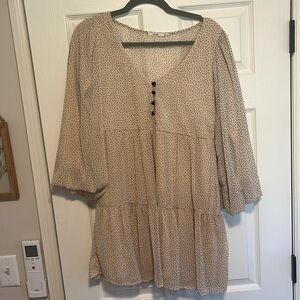 Polka Dot Tan + Black Dress